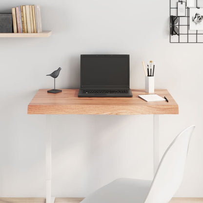 Table Top Light Brown 80x50x(2-6) cm Treated Solid Wood Oak