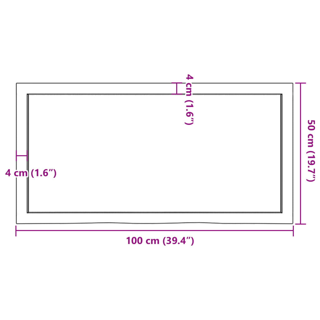 Table Top Light Brown 100x50x(2-4) cm Treated Solid Wood Oak