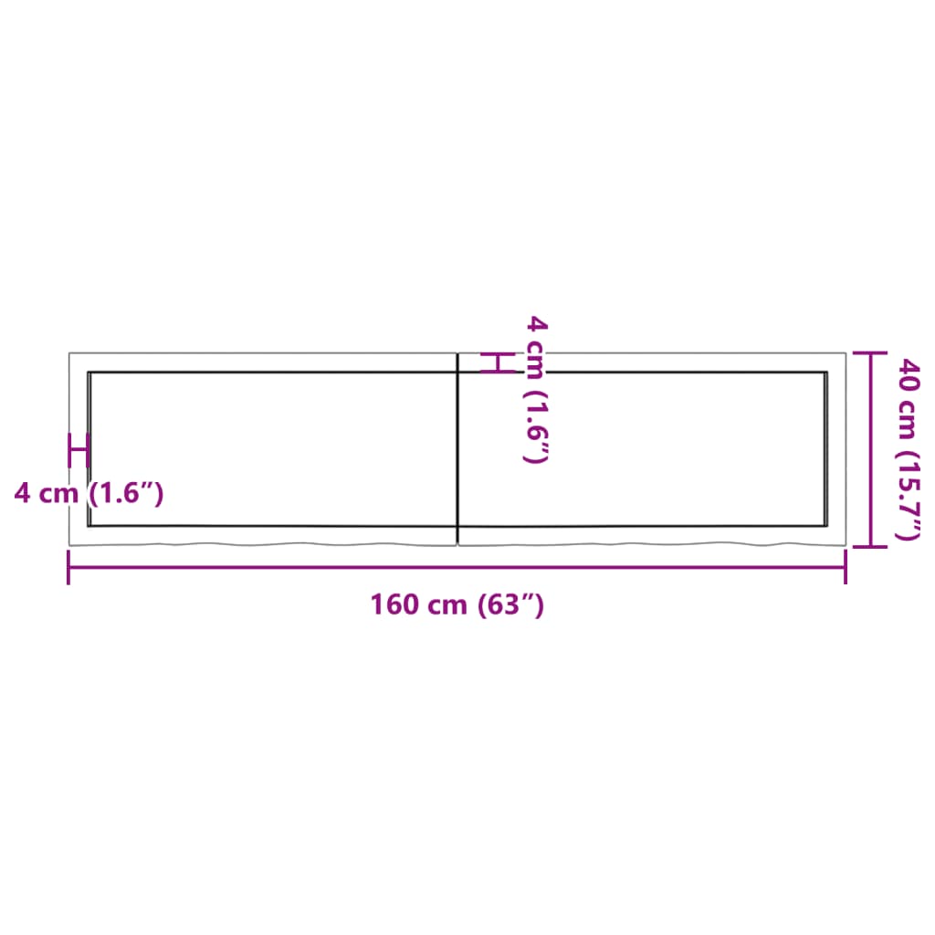 Table Top Light Brown 160x40x(2-4) cm Treated Solid Wood Oak