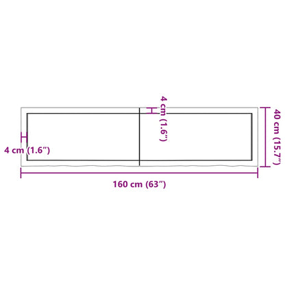 Table Top Light Brown 160x40x(2-4) cm Treated Solid Wood Oak