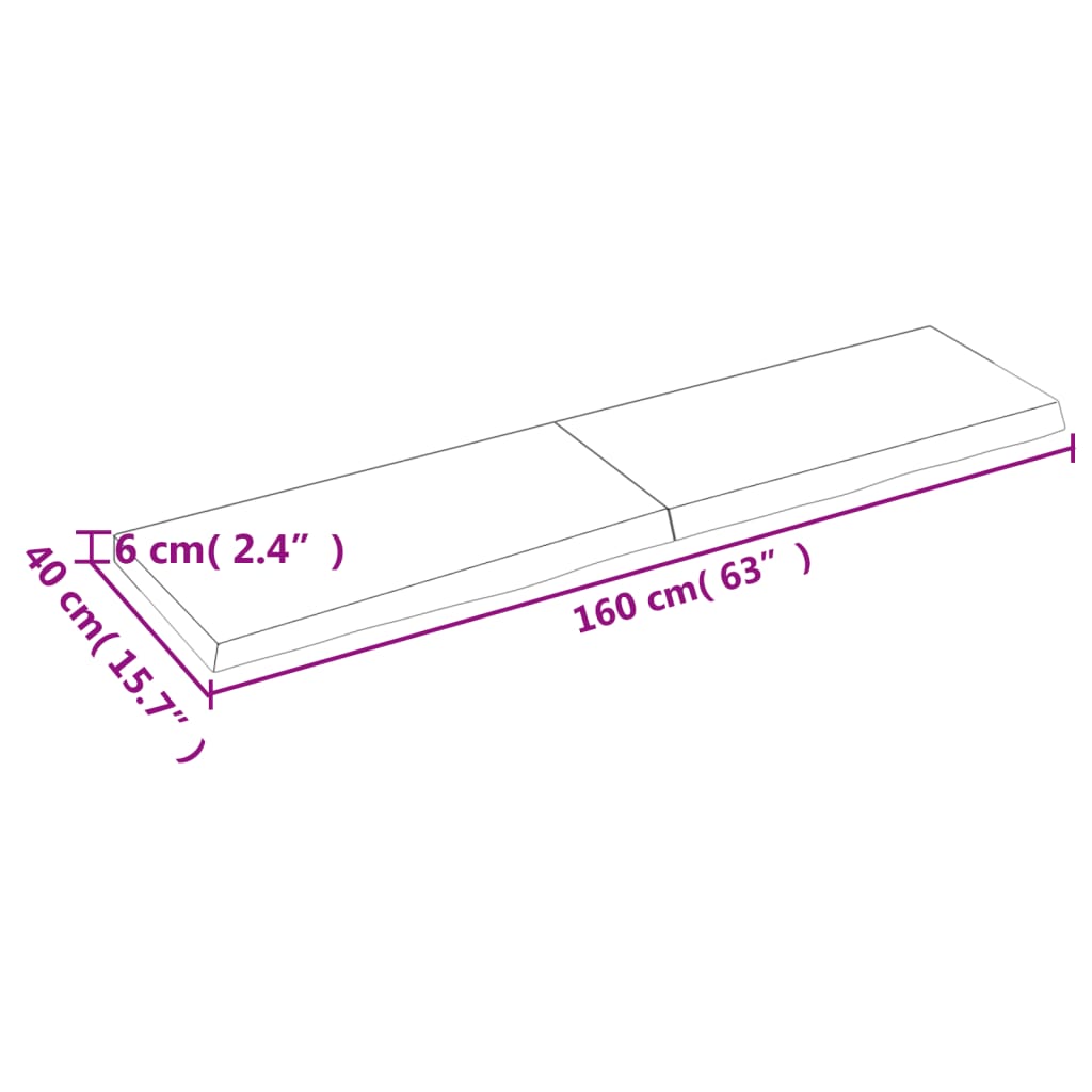 Table Top Light Brown 160x40x(2-6) cm Treated Solid Wood Oak