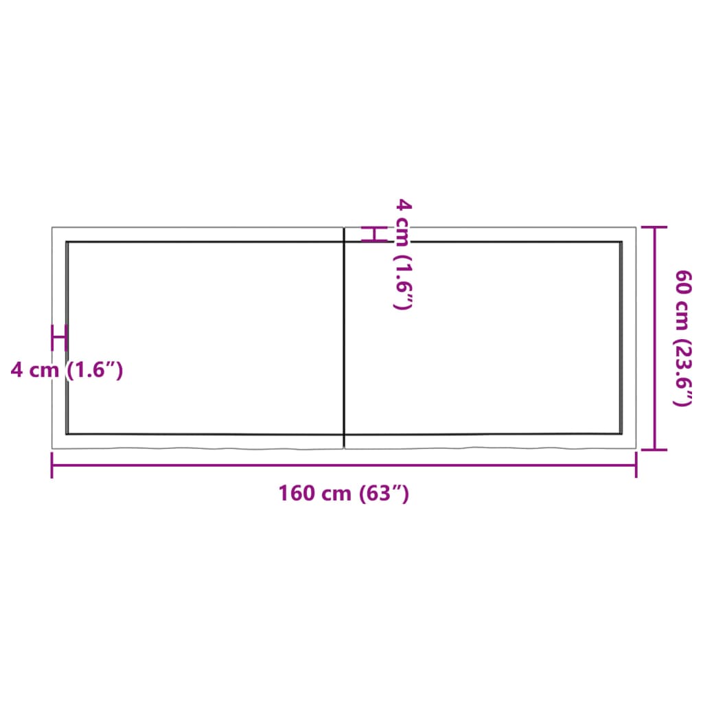 Table Top Light Brown 160x60x(2-6) cm Treated Solid Wood Oak