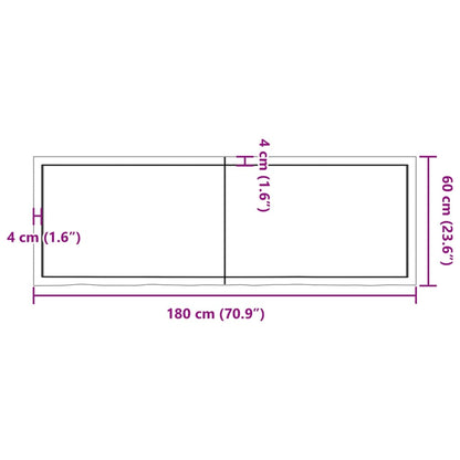 Table Top Light Brown 180x60x(2-4) cm Treated Solid Wood Oak