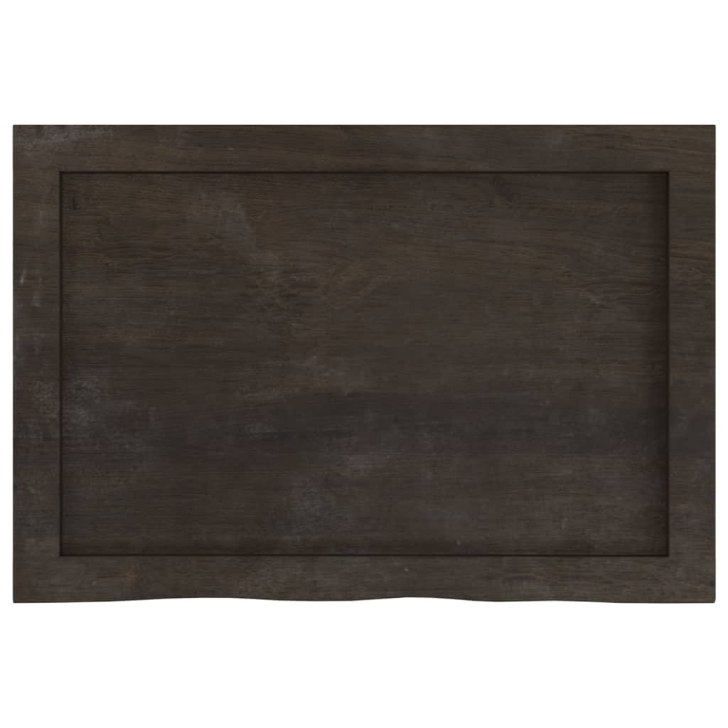 Table Top Dark Brown 60x40x(2-4) cm Treated Solid Wood Oak