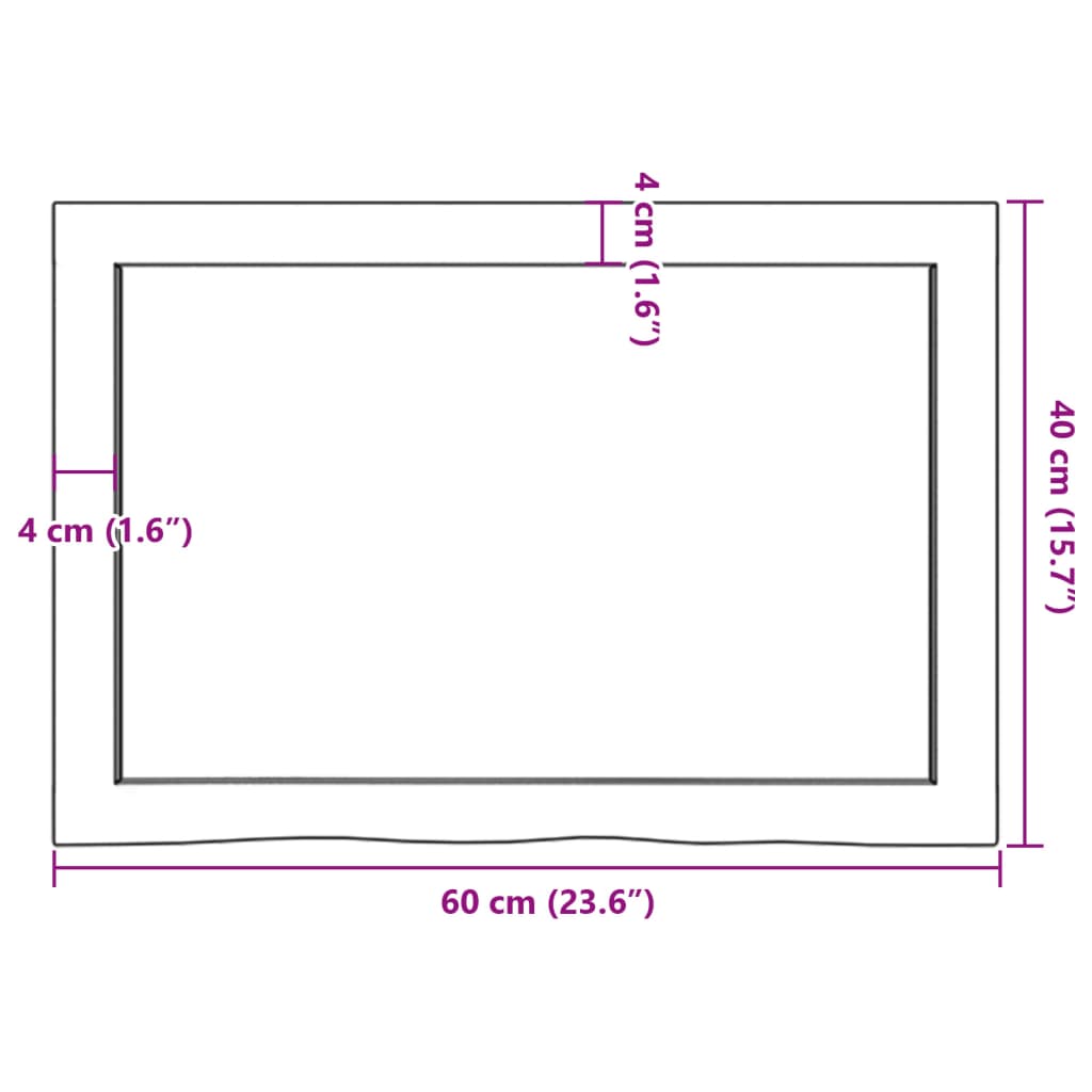 Table Top Dark Brown 60x40x(2-4) cm Treated Solid Wood Oak