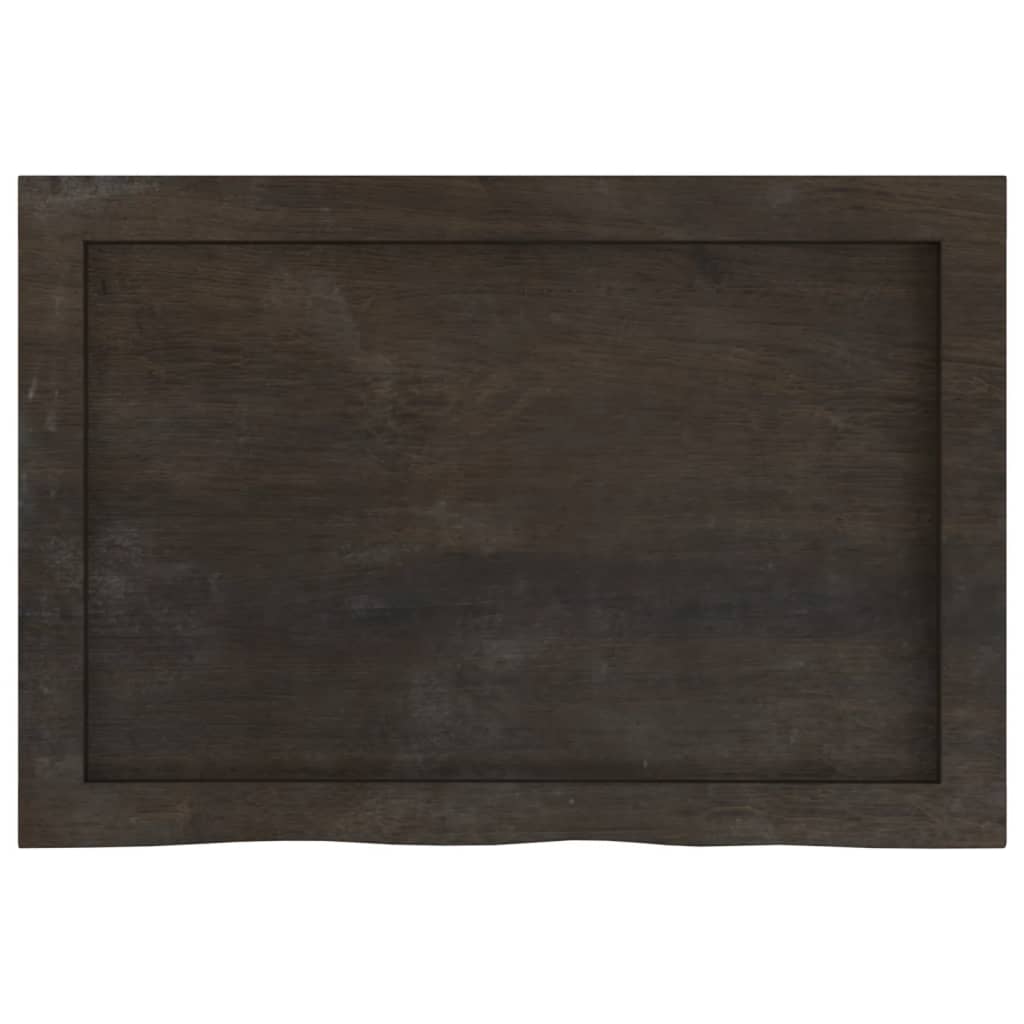 Table Top Dark Brown 60x40x(2-6) cm Treated Solid Wood Oak