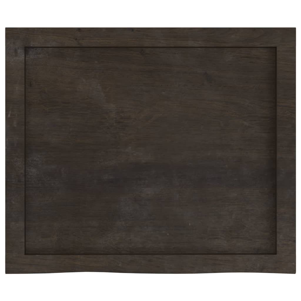 Table Top Dark Brown 60x50x(2-4) cm Treated Solid Wood Oak