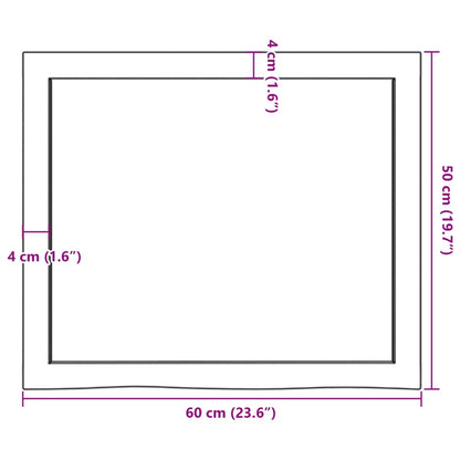 Table Top Dark Brown 60x50x(2-4) cm Treated Solid Wood Oak