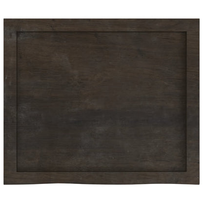 Table Top Dark Brown 60x50x(2-6) cm Treated Solid Wood Oak