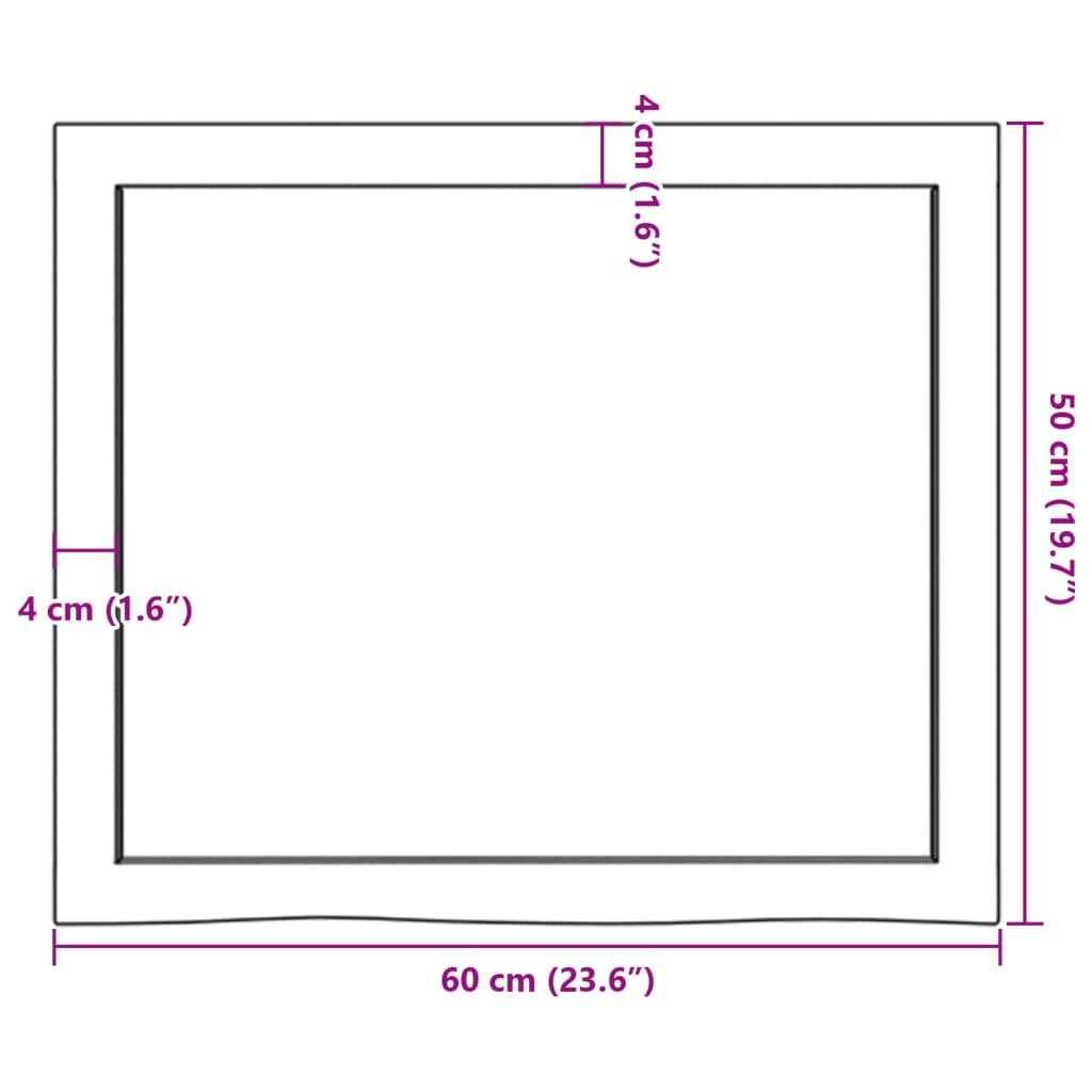 Table Top Dark Brown 60x50x(2-6) cm Treated Solid Wood Oak