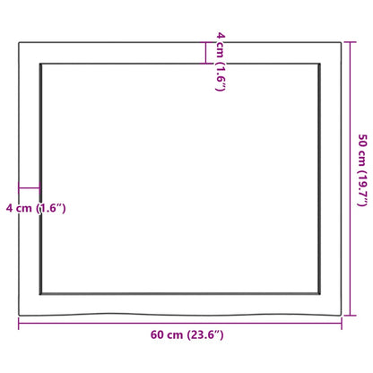 Table Top Dark Brown 60x50x(2-6) cm Treated Solid Wood Oak