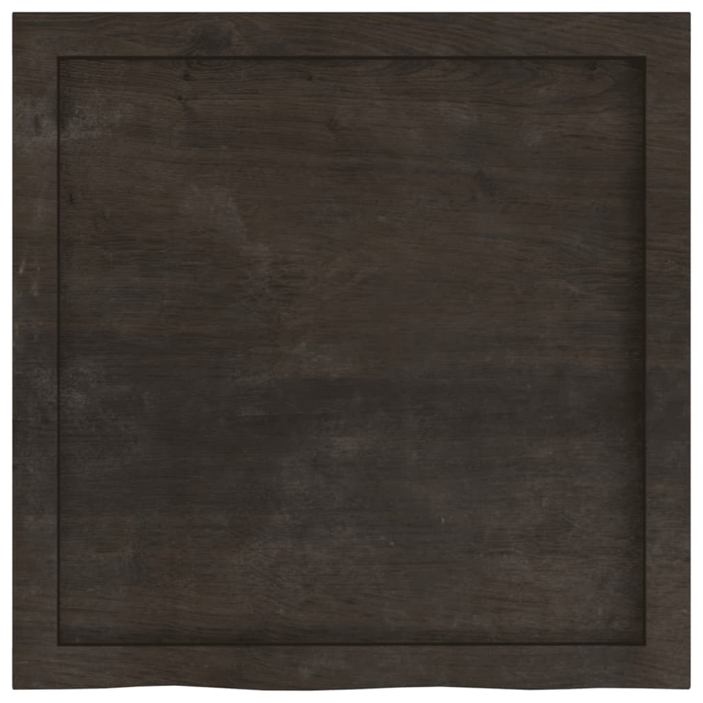 Table Top Dark Brown 60x60x(2-4) cm Treated Solid Wood Oak