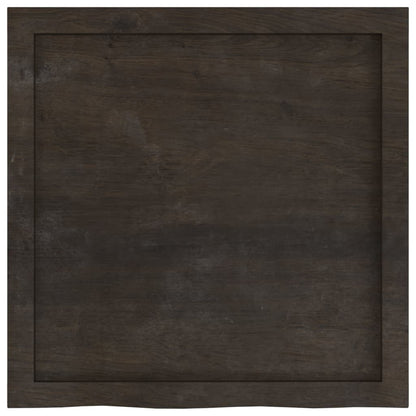 Table Top Dark Brown 60x60x(2-6) cm Treated Solid Wood Oak