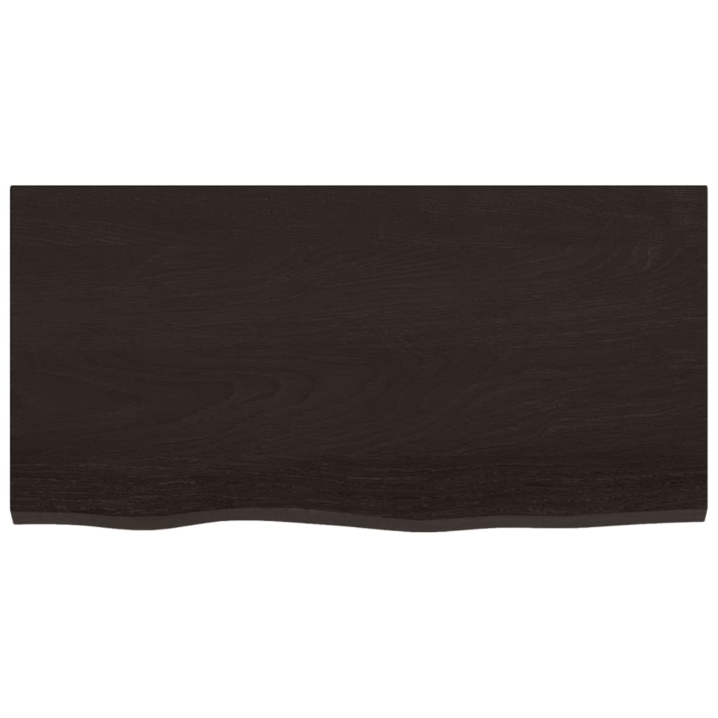 Table Top Dark Brown 80x40x(2-4) cm Treated Solid Wood Oak