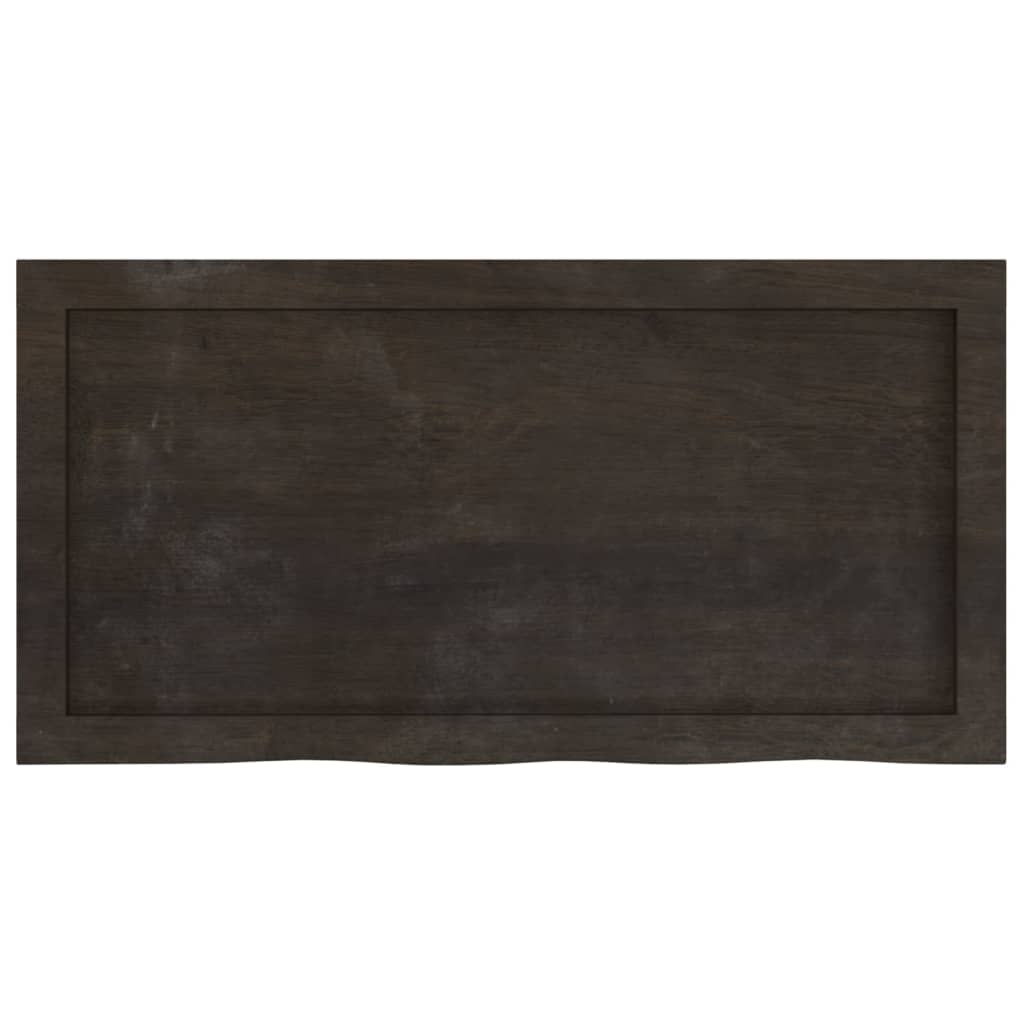 Table Top Dark Brown 80x40x(2-4) cm Treated Solid Wood Oak