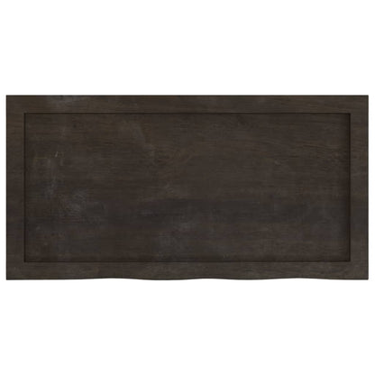 Table Top Dark Brown 80x40x(2-6) cm Treated Solid Wood Oak