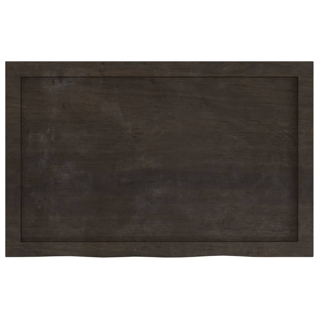 Table Top Dark Brown 80x50x(2-4) cm Treated Solid Wood Oak