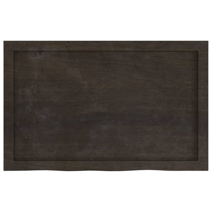 Table Top Dark Brown 80x50x(2-4) cm Treated Solid Wood Oak