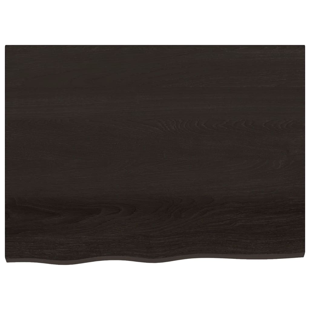 Table Top Dark Brown 80x60x(2-4) cm Treated Solid Wood Oak