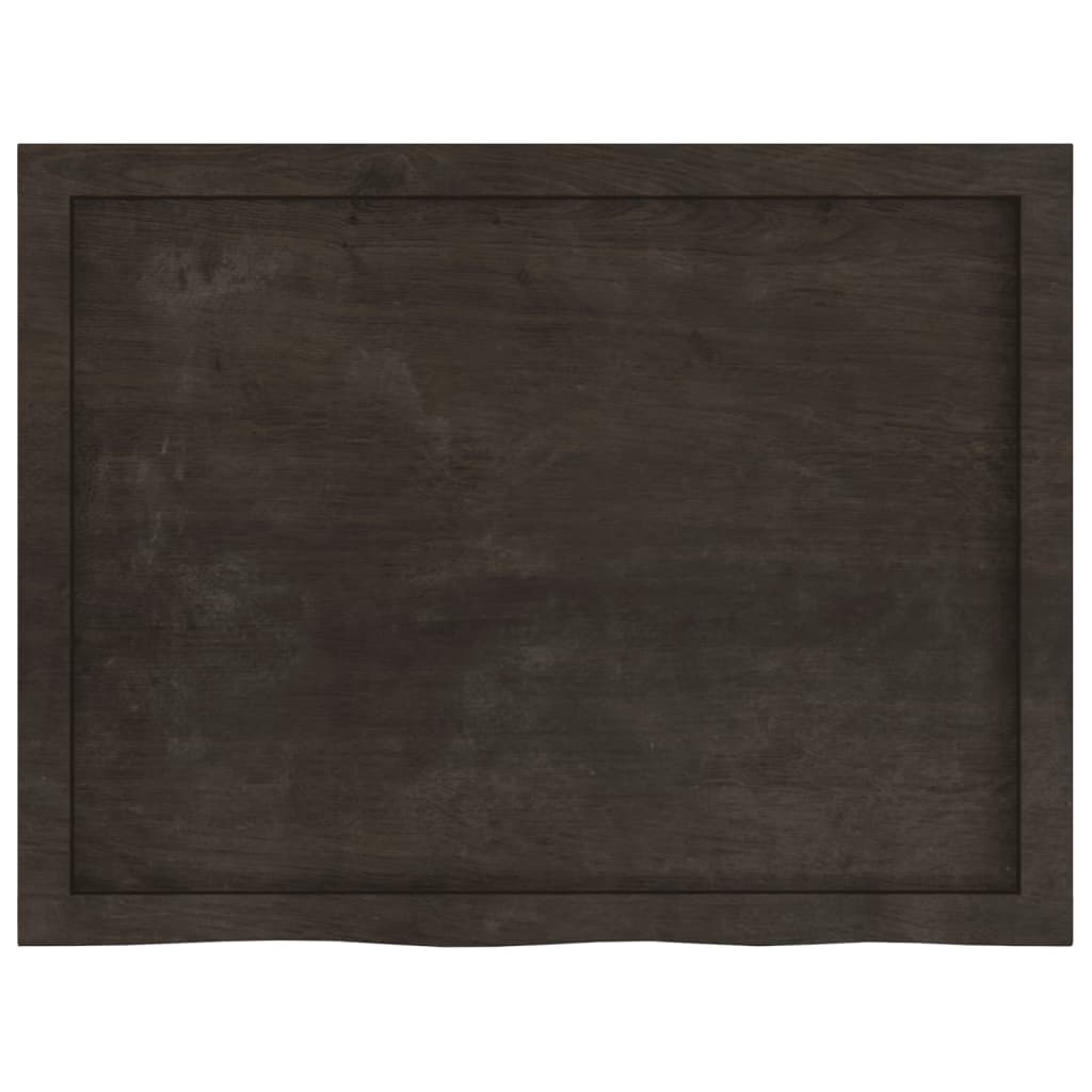 Table Top Dark Brown 80x60x(2-4) cm Treated Solid Wood Oak