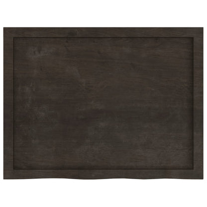 Table Top Dark Brown 80x60x(2-4) cm Treated Solid Wood Oak