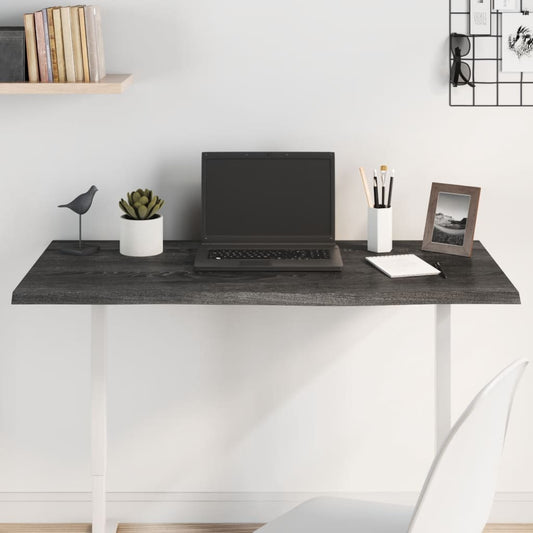 Table Top Dark Brown 100x50x2 cm Treated Solid Wood Oak