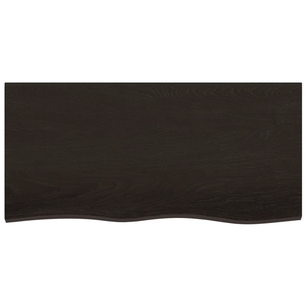 Table Top Dark Brown 100x50x(2-4) cm Treated Solid Wood Oak