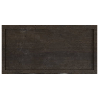 Table Top Dark Brown 100x50x(2-4) cm Treated Solid Wood Oak