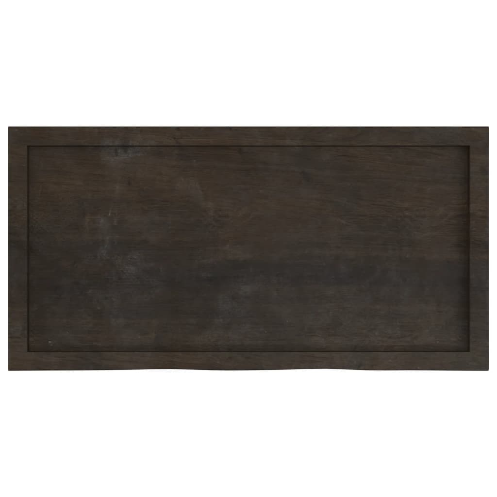 Table Top Dark Brown 100x50x(2-6) cm Treated Solid Wood Oak