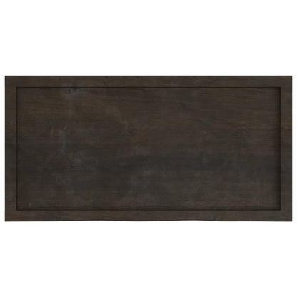 Table Top Dark Brown 100x50x(2-6) cm Treated Solid Wood Oak