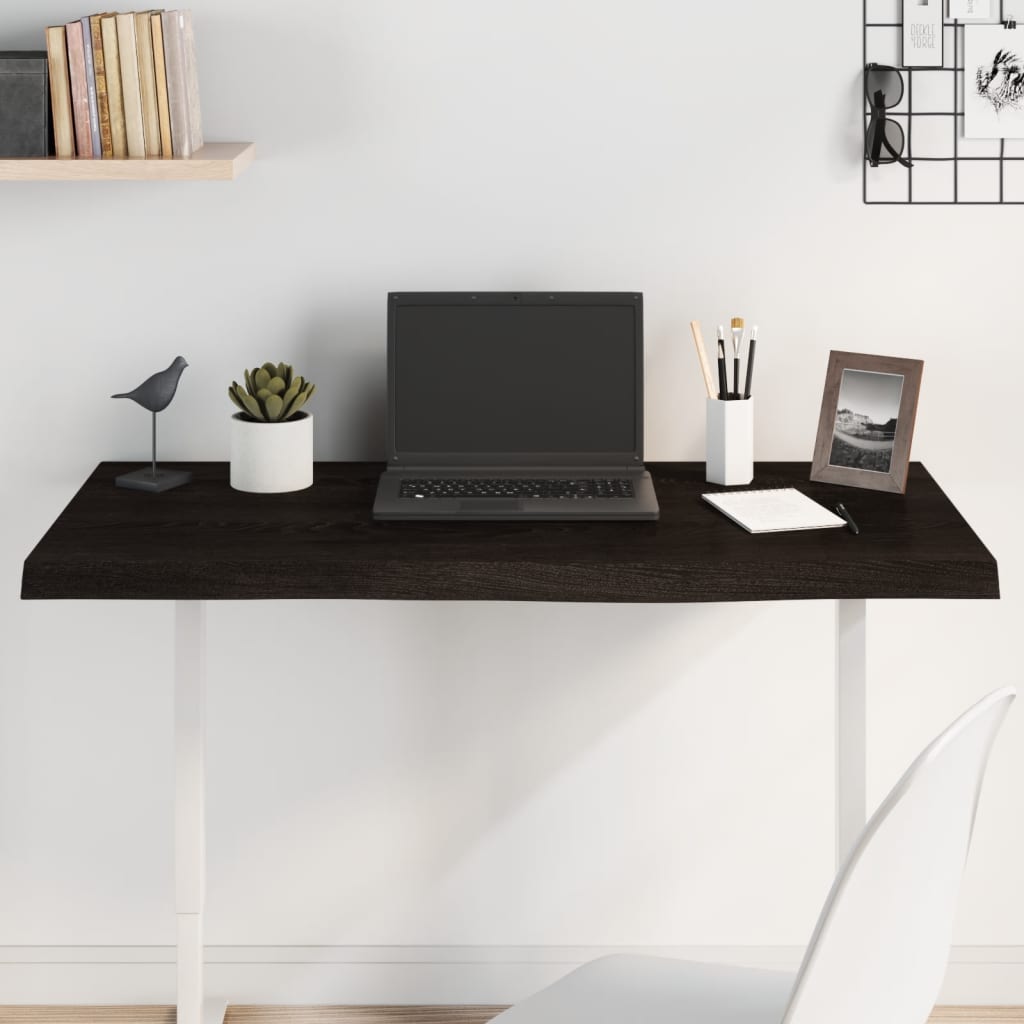 Table Top Dark Brown 100x60x2 cm Treated Solid Wood Oak