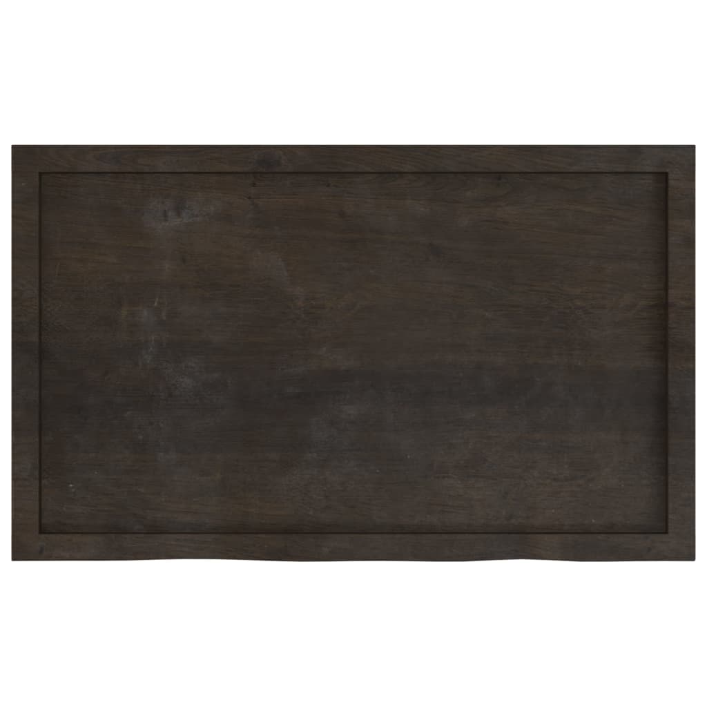 Table Top Dark Brown 100x60x(2-4) cm Treated Solid Wood Oak