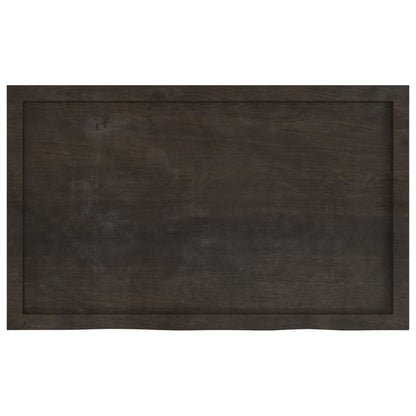 Table Top Dark Brown 100x60x(2-4) cm Treated Solid Wood Oak