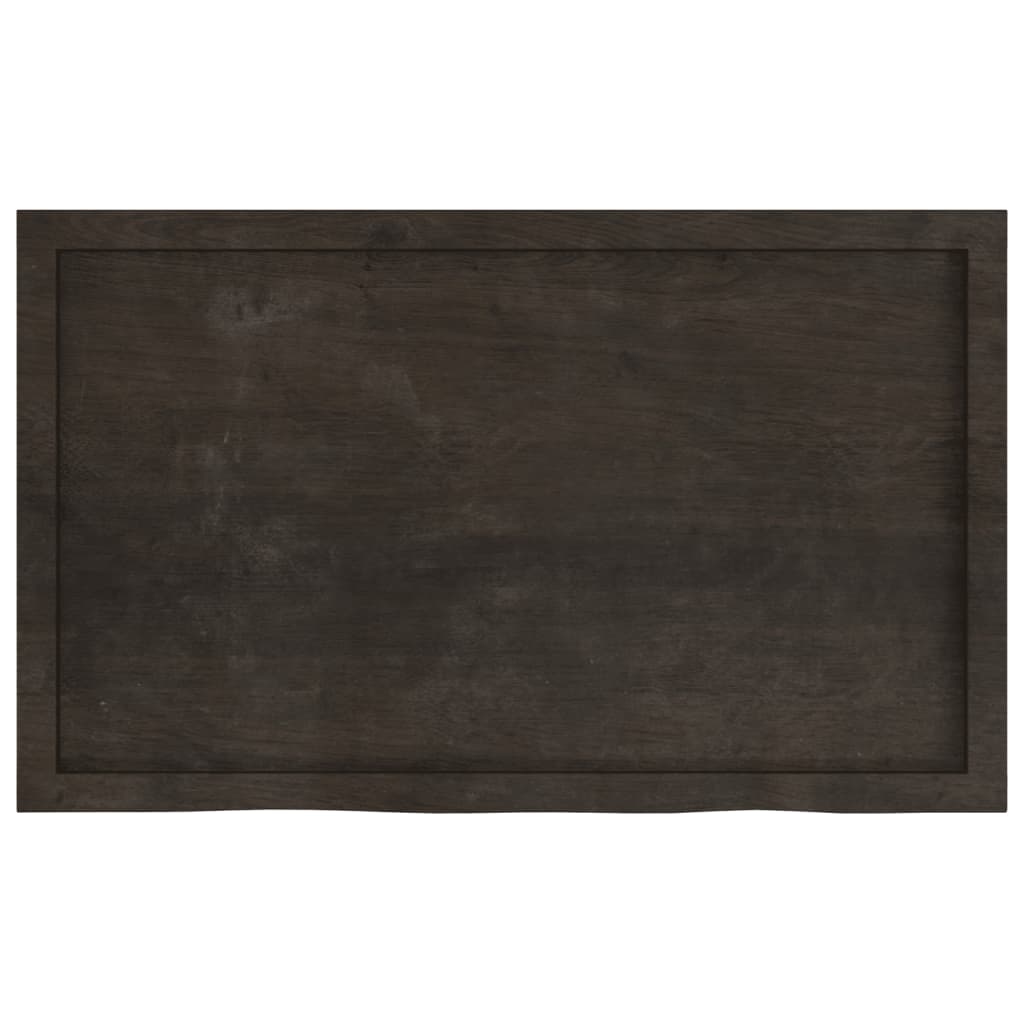 Table Top Dark Brown 100x60x(2-6) cm Treated Solid Wood Oak