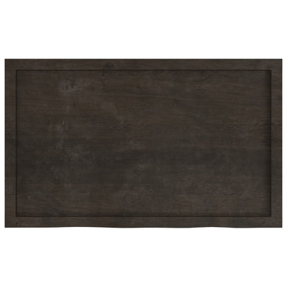 Table Top Dark Brown 100x60x(2-6) cm Treated Solid Wood Oak