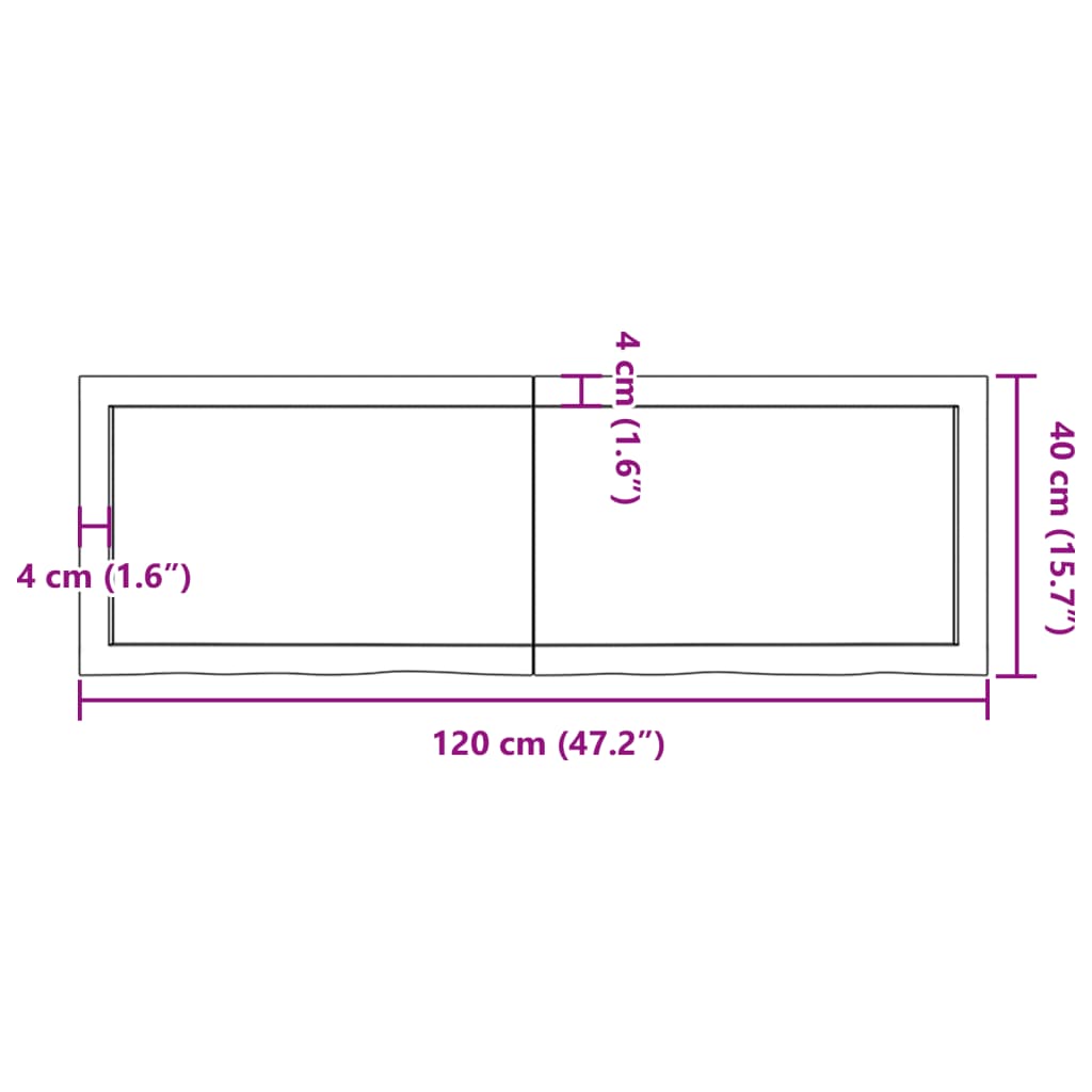 Table Top Dark Brown 120x40x(2-4) cm Treated Solid Wood Oak