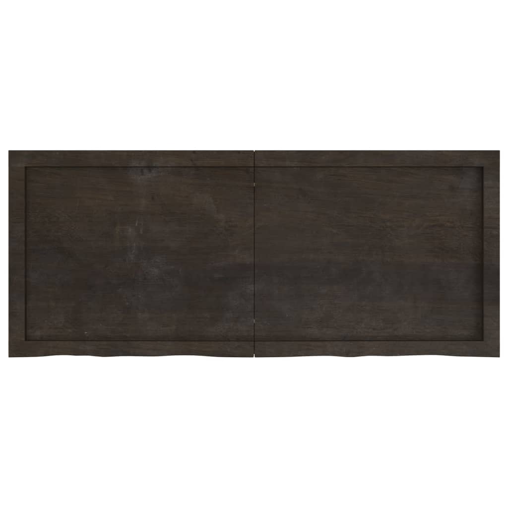 Table Top Dark Brown 120x50x(2-6) cm Treated Solid Wood Oak