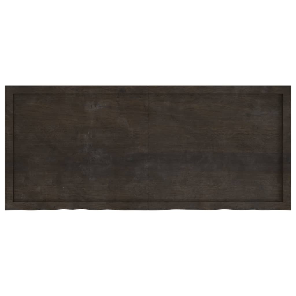 Table Top Dark Brown 140x60x(2-4) cm Treated Solid Wood Oak