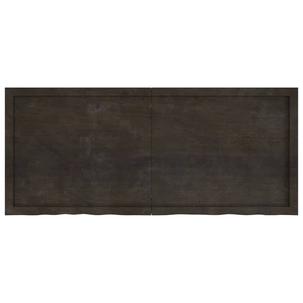 Table Top Dark Brown 140x60x(2-6) cm Treated Solid Wood Oak