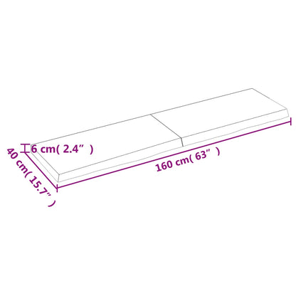 Table Top Dark Brown 160x40x(2-6) cm Treated Solid Wood Oak