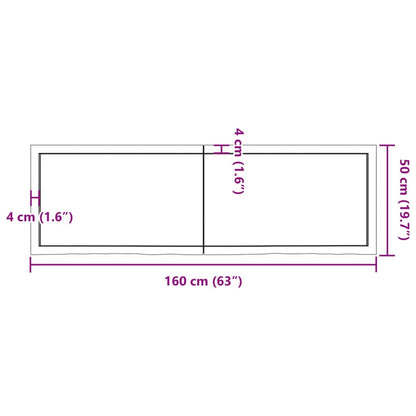 Table Top Dark Brown 160x50x(2-4) cm Treated Solid Wood Oak