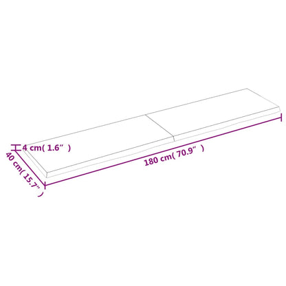 Table Top Dark Brown 180x40x(2-4) cm Treated Solid Wood Oak