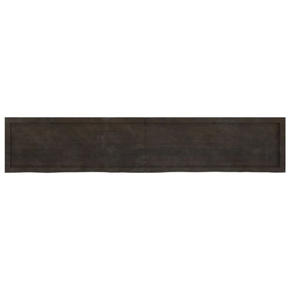 Table Top Dark Brown 200x40x(2-6) cm Treated Solid Wood Oak