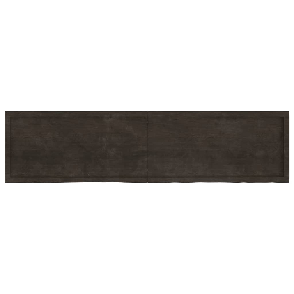 Table Top Dark Brown 200x50x(2-4) cm Treated Solid Wood Oak