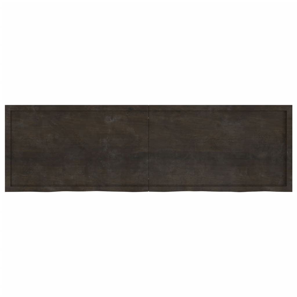 Table Top Dark Brown 200x60x(2-4) cm Treated Solid Wood Oak