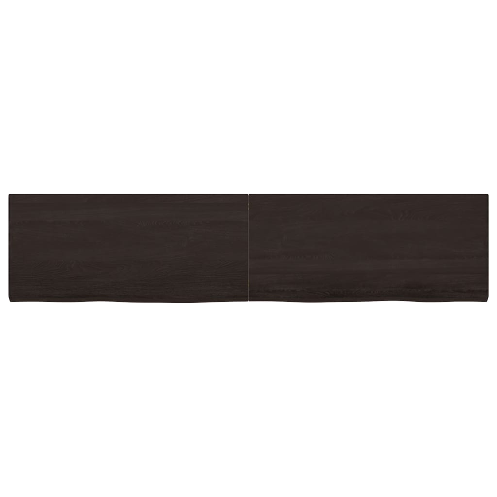 Table Top Dark Brown 220x50x(2-4) cm Treated Solid Wood Oak