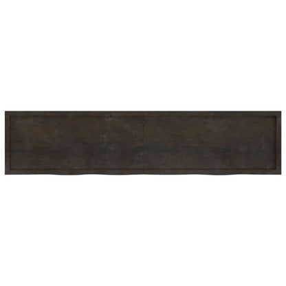 Table Top Dark Brown 220x50x(2-4) cm Treated Solid Wood Oak