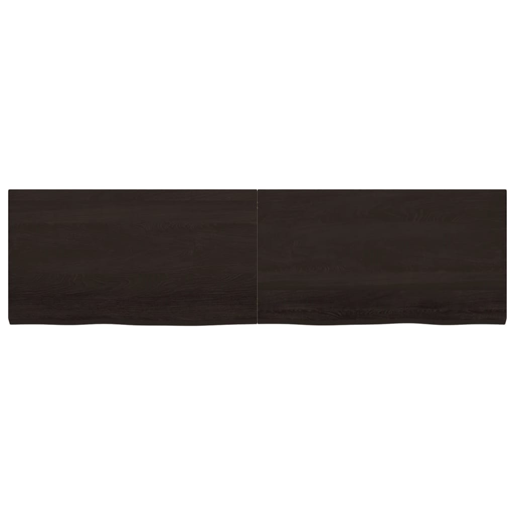 Table Top Dark Brown 220x60x(2-4) cm Treated Solid Wood Oak