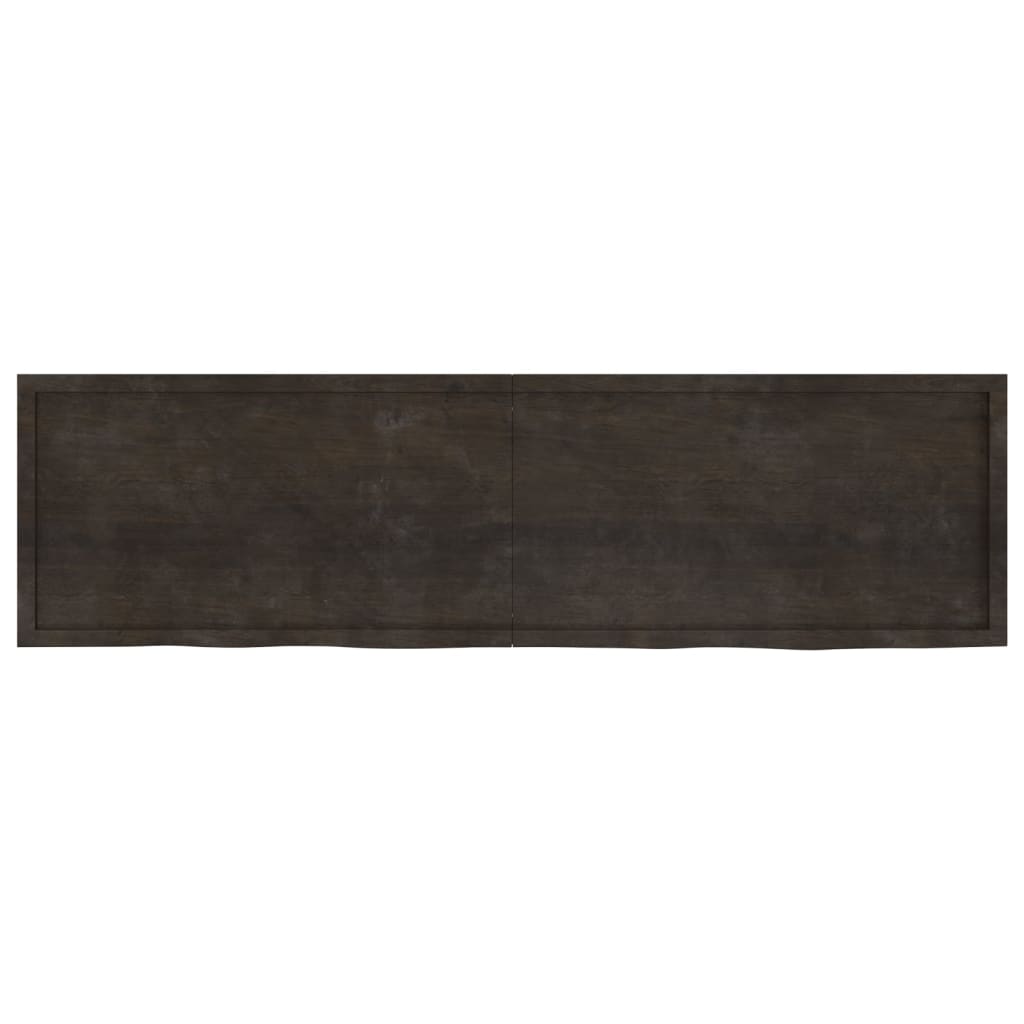 Table Top Dark Brown 220x60x(2-4) cm Treated Solid Wood Oak