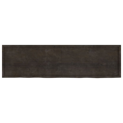 Table Top Dark Brown 220x60x(2-4) cm Treated Solid Wood Oak